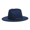 Fedora Chapeau Hommes Femmes Imitation Laine Feutre Chapeaux Hommes Mode Large Bord Jazz Trilby Casquette Fête Formelle Chapeau Haut-de-Forme