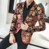 Herenpakken Blazers 2021 Rode Afdrukken Geborduurde Blazer Jurk Zakelijke Pak Casual Slanke Twee Gesp Party Wedding Jacket