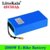 リトカラリチウムバッテリーパック21700 13S10P 48V 50AHロングバッテリー寿命1000W 1500W 2000W 2500W 20A 30A 50A BMS電気自転車
