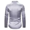 Silver Sequin Glitter Украшенная рубашка мужская с длинным рукавом повседневная шелковая атласная мужская платье-рубашки диско танцор этап помпания Chemise 2XL 210522