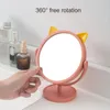 Mirrors Single Sided Makeup Mirror Cat Ear Shaped Round Vanity 360 Degrees Rotation Table Desk With Stand K888