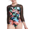 One Pieces 3–14 Jahre Kinder-Badeanzug für Mädchen, Badeanzüge für Kinder, Rüschen-Bikinis, Netzärmel-Bikini-Badeanzug