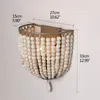 Wall Lamp Nordic Retro Family Lighting Wooden Beads Crystal Personality Corridor Bedroom Bedside Restaurant Bar LED Lights
