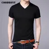 COODRONY Brand Summer Short Sleeve T Shirt Men Cotton Tee Homme Streetwear Casual V-Neck T- Clothing Tops C5102S 210706