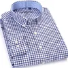 高品質オックスフォード男性シャツスロングスリーブカジュアルコットンドレスシャツ/花のキショススリム男性オフィスメンズウェアブランド服210609