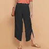 Moda Solta Calças Casuais Cor Sólida Ruffled Bolso Fino Pants 2021 Verão Novo Estilo RM * Q0801