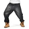 Men's Jeans Men Street Dance Hiphop Fashion Embroidery Blue Loose Board Denim Pants Overall Male Rap Hip Hop Plus Size 46259b