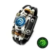 Lien chaîne mode lumineux Vintage tressé Bracelet en cuir géométrique noir multicouche bijoux hommes Bracelet cadeaux Fawn22