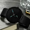 Men Luxurious Brand high quality fashion Quartz Watch simple design Ultra thin dial Stainless steel milan mesh strap Watches Waterproof