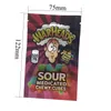 Toptan İlaçlı Warheads Çanta 500 mg Ekşi Twists Jöle Fasulye Chewy Küpleri Yemekleri Paketleme Çantası 3 Türleri Şeker Koku Geçirir Kaplama Fermuar Kılıfı Mylar Paketleri