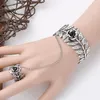 Mode-sieraden Rose Flower Cane Lolita Armband Finger Ring Leaf Chain Hand voor Dames Bangle