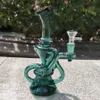 2021 Hookah Bong Glas DAB RUG Multi Color Peacork Green Recyler Water Bongs Rookleidingen 9 Inch Hoogte 14.4mm Vrouwelijk Joint met Quartz Banger