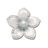 Pins, Brooches CAIZI Crystal Simulaated-Pearl Bouquet Broach Pins Mujer Costume Jewelry Rhinestone Flower Brooch Pin For Women Wedding X0718