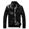 Мода мужской мотоцикл кожаная куртка плюс размер XXXL 4XL 5XL черный коричневый мужской мандарин воротник PU COATS 210518
