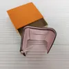 Najwyższej jakości kobiety oryginalne torebki pudełkowe luksusowy prawdziwy skórzany multikologowy Krótki portfel Karta Klasyczna kieszonkowa Zipper Walle232o