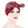 Turbante indiano Donna Fiore Stampa Cap Copricapo Hijab musulmano Cofano Nodo Twist Perdita di capelli Beanie Cappello Testa Sciarpa Testa Wrap Cover