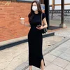 coreano simples vestidos longos