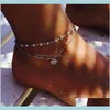 925 Silver Beach Bransoletka Women Multi -Wayar Love Heart Anklet Summer Holiday Saet Bejdia biżuterii KUJAW LXNYG