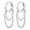 Silvology 925 Sterling Silver Flat Bead Tassel Hoop for Women Elegant Japan Korea Chain Earrings Fashionable Jewelry