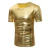 Shiny Gold Coated Metallic T Shirt Men Night Club ee Homme Slim Fit Short Sleeve -shirt Casual Hip Hop 210714