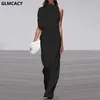 12 färger Kvinnor Elegant Solid One Shoulder Long Jumpsuit Ladies Romper Loose Overaller Fashion Wide Leg Workwear 210702