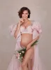 2021 Sexy Prom Jurken Bruidsjassen Lange Vloerlengte Sheer Vrouwen Jurk Fotoshoot Tule Maternity Dressing Towns voor fotografie