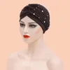 Muts / Skull Caps Head Sjaal voor Moslim Vrouwen Solid Katoen Turban Bonnet Hijab White Pearl Inner Hijabs Femme Musulman Arabische Wrap Turbantes