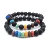 Fios de miçangas de 8 mm Cura sete chakras pulseira lava pedra essencial Óleo difusor preto contas Buda Yoga Strand Mulheres homens joias Fawn22