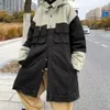 Parkas imperméables pour hommes d'hiver Vestes de cargo de neige à simple boutonnage en vrac longs manteaux de tranchées en coton blanc vêtements rembourrés M-2XL 210524