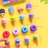 30 conjuntos de 120 pcsymummy erasers de sobremesa definir mini lollipop sorvete picolé donuts borracha lápis borracha para kids escola estudante prêmio