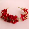 FORSEVEN Crystal Red Pink White Flower Crown Tiara Bridal Bride Wedding Jewelry Accessories Hair Decorate Hairband Headband