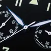 GEHEBUNG TIMEQUARTZ 6S21 Bewegungspilot Flieger Chronograph Uhr schwarz Zifferblatt und 40mm Fall Wasserdicht 100m 210804