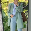 Syiwidii ​​Suitjacka Vit Blazers för kvinnor Långärmad Oversized Coat Loose Green Blazer Jacket Office Ladies Black Tops 211104
