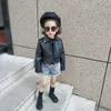 Kids Pu Leather Jacket for Girls with Removable Tutu Skirt Toddler Cool Spring Coat Black Fashion Outwear Clothing 210529