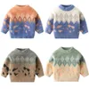 2021 Höst Vinter Baby Boys Sweaters Coat Kids Knitting Pullovers Tops Toddler Boys Girls Cartoon Långärmad Varm Kläder Y1024