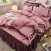 Zestawy pościelowe Czarny Koronkowy Zestaw Twin Pełna Królowa King Bedspread Princess Duvet Cover Poszewka Dziewczyny Łóżko Spódnica Luksusowe pościel