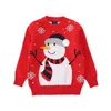 Noel Giysileri Örgü Sonbahar Kış Kore Kırmızı Kardan Adam Kazak Kazak Bebek Erkek Kız Çocuk Giyim 211201