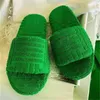 Dames Mode Slippers Groene Handdoek Slippers Luxe Designer Dikke Bottom Furry Womens Schoenen Home Outdoor Mueller Sexy Warme Slipper