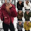 Teddy Coat Women Winter Faux Fur Thick Fluffy Pockets Plush Jacket Ladies Autumn Overcoat Outerwear 211008