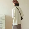 Sonbahar Gevşek Vintage Kazak Uzun Kollu Chic Kış Giyim Kadın Yarım Yüksek Yaka Kazak 10916 210427