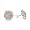 Stud Oorbellen Sieraden BK Rvs Shiny Druzy Ronde Natuursteen voor Dames Mode Gift Drop Levering 2021 CD1v5