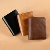 Wallet Man Genuine Leather Vintage RFID Anti Theft Fold Zipper Purse Male Business Card Holder