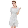 polka-dot klänning för kvinnor sommar kortärmad kvadratisk polyester laies fe sexiga party klänningar 210602