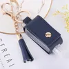 Part Favor Hand Sanitizer Holder With Bottle Leather Tassel Keychain Portable Desinfectant Case Tomma flaskor Keychains KKB72392057765