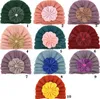 Çiçek Kış Kız Şapka Örme Şapkalar Çocuklar Türban Şapka Bebek Bonnet Bebek Bere Caps Toddler Yenidoğan Kap