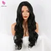 180% Dichtheid 26 Inches Kant Front Pruik Natuurlijke Bruin Rechte Golvende Hittebestendige Synthetische Haar Kostuum Roze Pruiken Body Wave Kleuren Synthetics