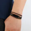 Bangle Jessinshow Woven Leather Rope Wrapping Punk Style Classic Multi-layer Buckle Men's Bracelet 21cm Gifts Raym22