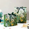 StoBag 5 pz/lotto Protable Regalo Scatola di Carta Matrimonio Compleanno Baby Shower Decorazione Pittura A Olio Fiore Stile Con Nastro Specialmente 210602