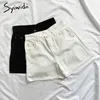 Syiwidii ​​Womens Hoge taille Denim Shorts Jean Zomer Zwart Kleding Witte Mode Solid 100% Katoen Rits Fly Casual 210611