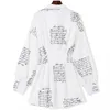 Vestido de camisa estampado com letras femininas, gola virada para baixo, manga comprida, vestido de cintura alta, outono elegante, design de botão, vestido s291b